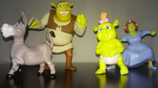 Shrek The Third Mcdonalds Happy Meal Toys Talking Donkey Shrek Fiona And Baby