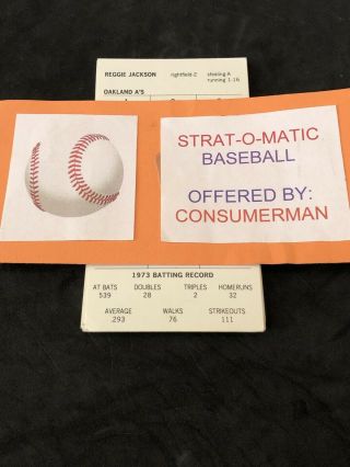 Strat - O - Matic Baseball 1973 Oakland A’s