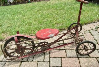 Rare Belt Driven Antique Self Propelled Irish Mail Cart Car Pedal