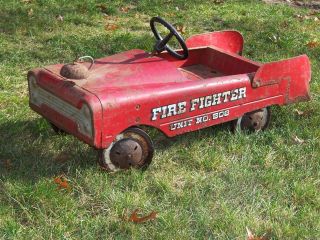 Fire Fighter Pedal Car No.  508 Vintage Amf Pressed Steel For Restoration