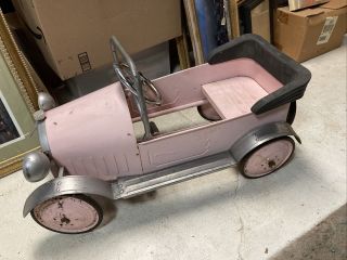 Vintage Rare Pedal Car Pink Model T Roadster Style With Running Boards