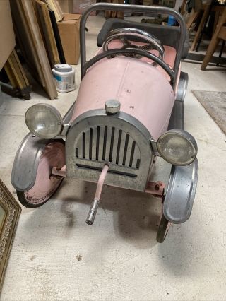 VINTAGE RARE PEDAL CAR PINK MODEL T ROADSTER STYLE WITH RUNNING BOARDS 3