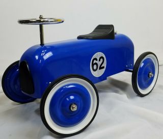Classic Ride On Scoot Race Car Derby Car Fao Shwarz Blue 62