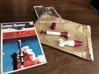 60s 70s Park Plastics Water Rocket With Launcher Toy Shape W/ Package