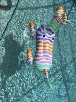 Vintage 1988 Intex WetSet Ride On Rainbow Zebra Inflatable Pool Float 2