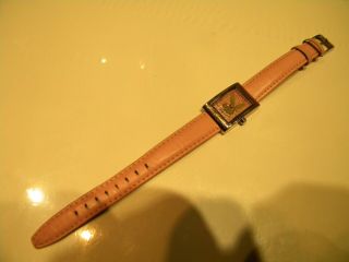 Vintage Playboy Ladies Wristwatch With A Battery & Pink Leather Band
