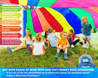 Play Parachute For Kids 20 Ft With Dirt Resistant Handles Outdoor Parachute - Euc