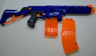 Nerf Gun - Retaliator N - Strike Elite - Barrel Stock Clip Grip Plus Banana Clip