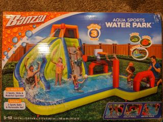 Banzai Aqua Sports Inflatable Water Park (3 Sports,  Water Slide And Waterfall)