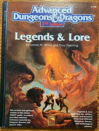 Ad&d 2nd Edition Legends And Lore Hardcover