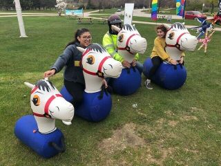 Set Of 4 Inflatable Bouncing Horses