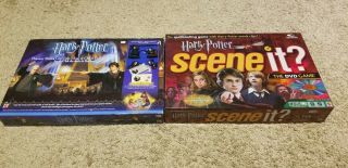 Harry Potter Hogwarts Dueling Club 2003 & Scene It Dvd Board Game Set