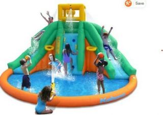 Kahuna Twin Peaks Kids Inflatable Splash Pool Backyard Water Slide Park