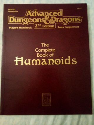 Dungeons And Dragons Complete Book Of Humanoids Vg 1993 2nd Edition