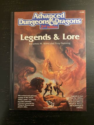 Legends And Lore James M.  Ward 1990 Dungeons & Dragons Ad&d Tsr 2108 Vg,
