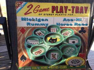 1959 Vintage 2 Game Play Tray Michigan Rummy & Ace Hi Horse Race