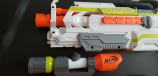 Nerf Modulus ECS - 10 w/ shoulder stock,  scope,  grip,  and 2 18 - dart clips 3