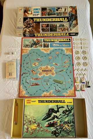 Vintage 1965 James Bond 007 Thunderball Board Game 100 Complete Milton Bradley