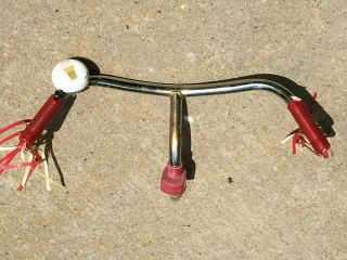 Radio Flyer Red Tricycle Chrome Handle Bar,  Bell Ringer & Red Grips W/streamers