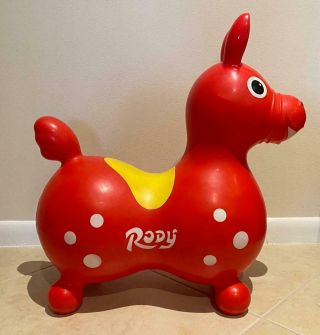 Child ' s Rody Horse Red Yellow White Vinyl Riding Toy,  Great Gift,  Hours of Fun 3