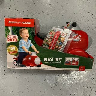 Radio Flyer Retro Rocket Ride On Kids Toy Car With Space Lights And Sounds Red