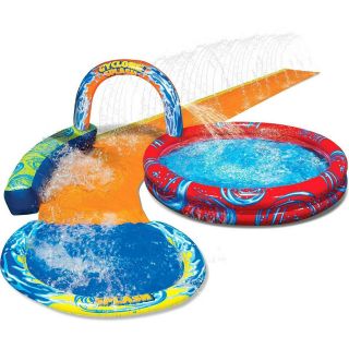 Banzai Cyclone Splash Park Inflatable With Sprinkling Slide And Pool -