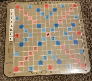 Vintage Scrabble Deluxe Edition Turntable Board Burgundy Tiles 1982 Incomplete 2