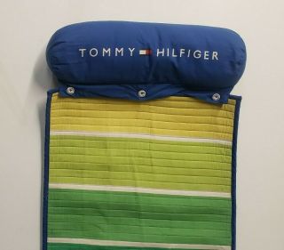 Tommy Hilfiger Quilt Rollup Beach Pool Lounge Pillow Mat Blanket Shoulder Strap