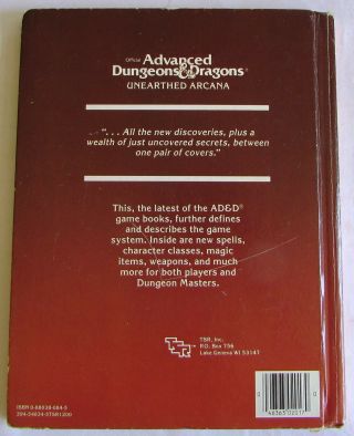 AD&D Unearthed Arcana Advanced Dungeons & Dragons TSR 1985 1st edition 1st Print 2