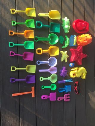 Sand Box & Beach Toys (assorted 32 Pc Fun Set) (molds,  Shovels,  Sun Glasses, )