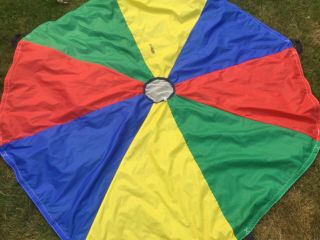 6 Foot Play Classroom Kids Mini Parachute 8 Handles Fitness Gym Multicolored