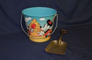 Disney 1996 Series 1 Mickey/minnie/pluto Metal Sand Bucket And Shovel