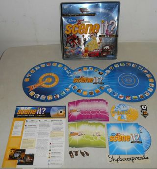 2008 Disney Scene It 2nd Edition Dvd Trivia Board Game Screen Life Collector Tin