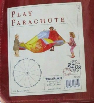Multicolored Play Parachute For Kids 9.  5 Ft Diameter W/handles,  Carrying Bag