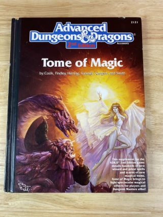 Tsr Advanced Dungeons & Dragons Tome Of Magic 2nd Edition Book 1991 Hardcover