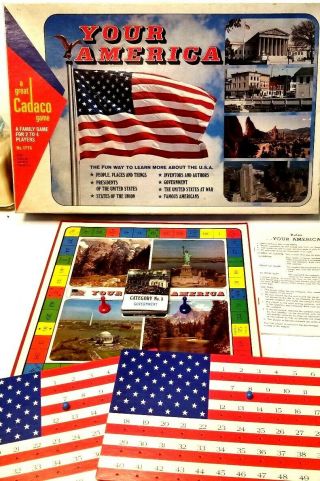 Vintage Know Your America 1970 Cadaco Board Game - Complete 4th Of July Fun