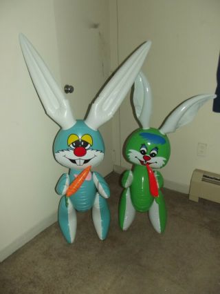 Inflatable Blow Up 52 Inch 1986 Spearhead And 42 Inch Bunny Rabbits.