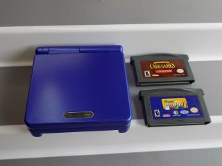 Nintendo Gameboy Advance Sp Cobalt Blue With 2 Games Cond No Charger