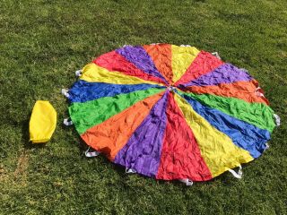 Childs Rainbow Multi Color Parachute With 16 Handles