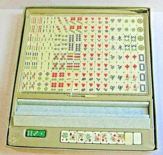 Vintage Chinese Mahjong Mah Jong Game Set W/ Books & 146 Tiles Complete Travel