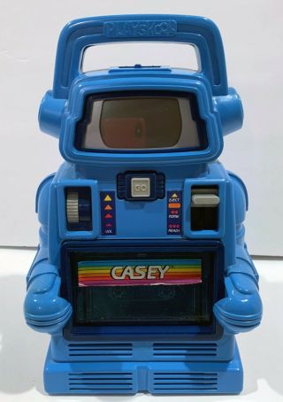 Rare Playskool Casey Blue Robot Droid 1985 Cassette Player Learning Toy