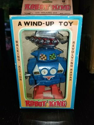 Vintage Rare Yone Robot King Wind - Up Toy W/ Box No.  2277
