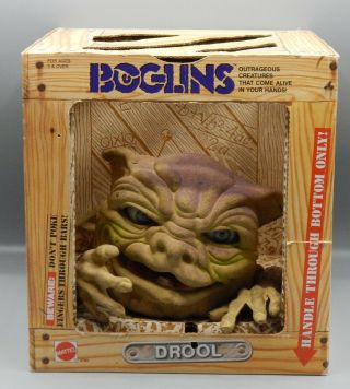1987 Vintage Mattel Boglins Drool Toy Monster Puppet W/ Box