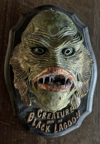 Vintage Creature From The Black Lagoon Head Resin Plaque Painted Signed Rare Art