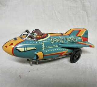 Space Patrol Vtg Tin Toy Wind Up Asashi Toy Japan Space Ship Rocket Airplane