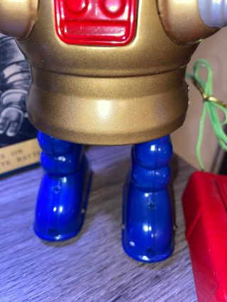 HA Ha Toys Piston Action Robot MIB Battery Operated Robby LE Gold And Navy 3