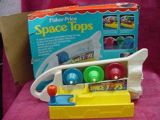 Vintage 80s Toy Fisher Price Space Tops Shuttle Rocket Launcher Preschool 1988