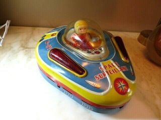 Vintage Tin Litho Space Ship Toy X - 07 Japan Action 2