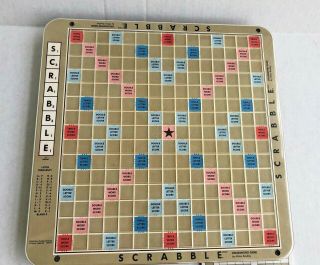 1989 Scrabble Deluxe Edition Turntable Rotating Board Game Wood Tiles Missing 1 3