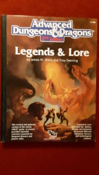Legends & Lore - Advanced Dungeons Dragons 2nd Edition 1990 Tsr 2108 Ad&d